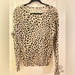 Diane Von Furstenberg DVF silk cotton blend cheetah leopard long sleeve top